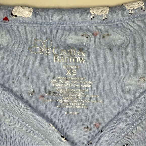 Croft & Barrow Intimates Long Sleeve Sheep Pajama Top XS - Picture 5 of 8